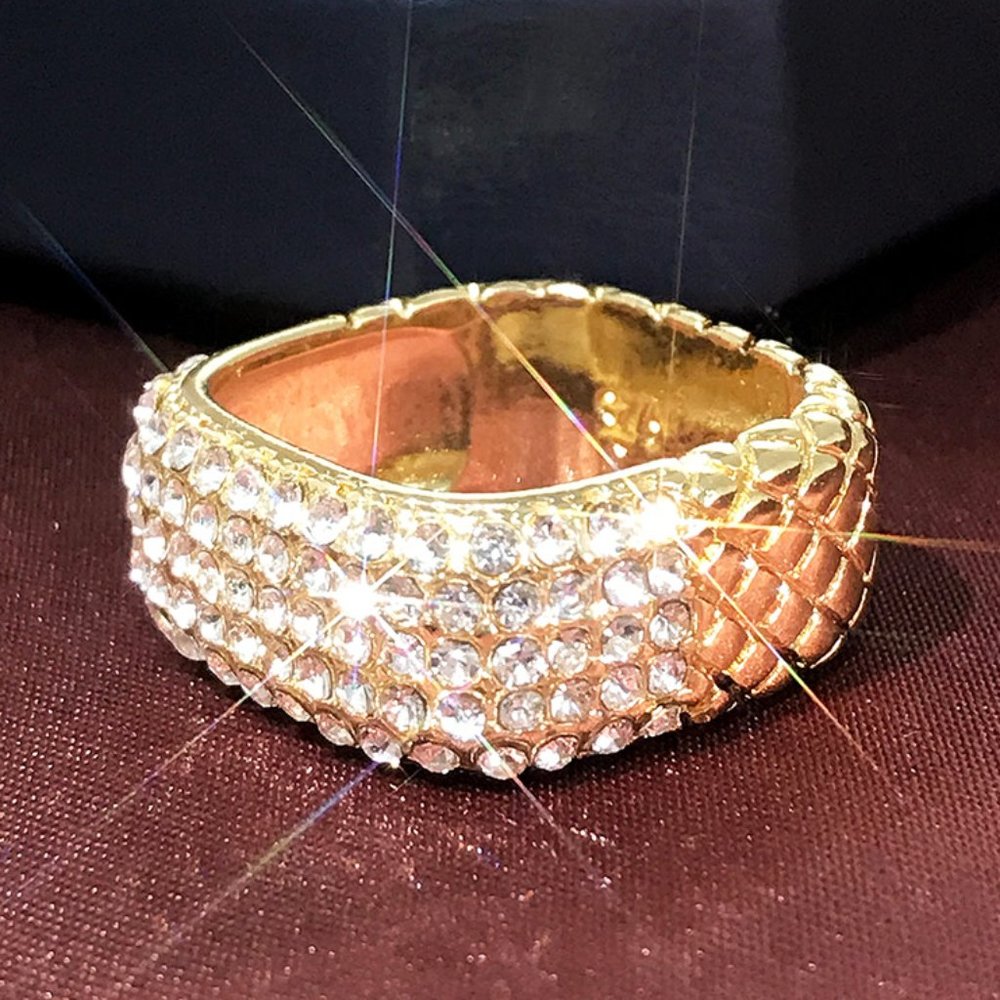 Eternity Gold Plated Cubic Zirconia Fashion Ring for Women/Men, L568 - Picture 2 of 7